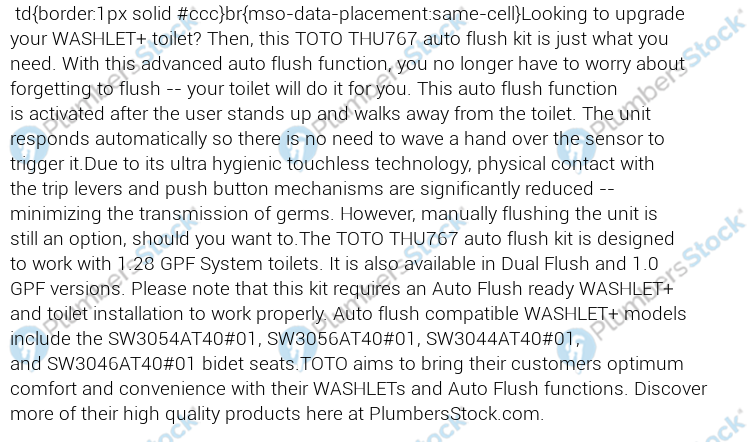 Toto Auto Flush Kit For Washlet 1 28 Gpf System Toilets Thu767 Ebay