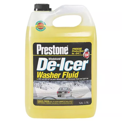 Prestone De-icer AS-250 Windshield Washer Fluid, 1 gal Plastic Bottle,  Yellow Liquid