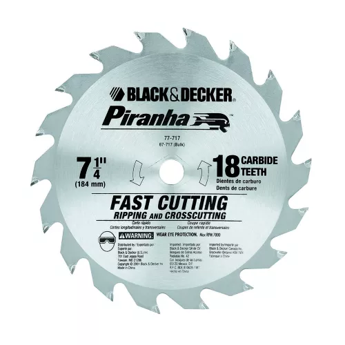 Black+Decker® Piranha® 67-717 Conventional Circular Saw Blade, 7-1