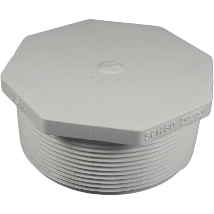 Schedule 40 PVC 4 Inch Threaded Plug PlumbersStock