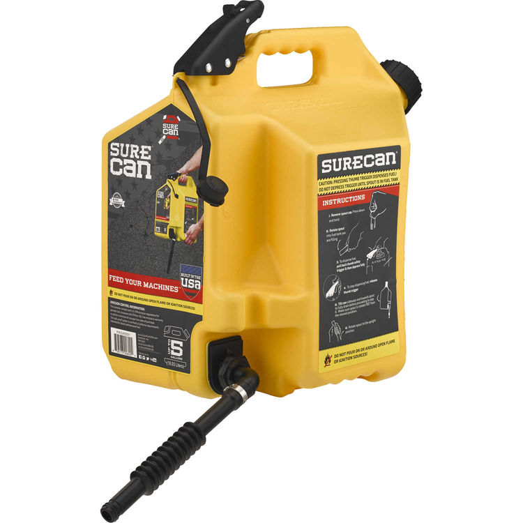 SureCan 5 Gallon Yellow Gas Can for Diesel Fuel PlumbersStock